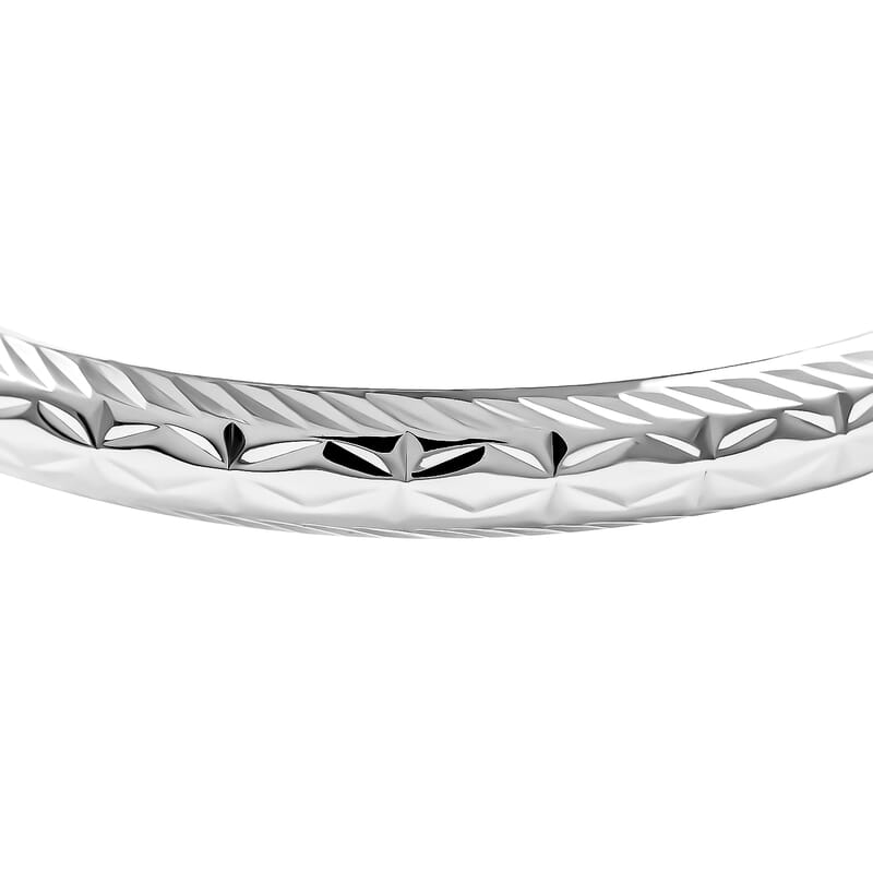 925 Sterling Silver Bangle Bracelet, Diamond- Cut Bracelet For Women, Siver Jewelry Gifts For Women (7.25 In)