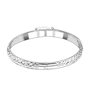 925 Sterling Silver Bracelet, Diamond-Cut Bangle, Silver Bangles (7.50 In) (8.8 g)