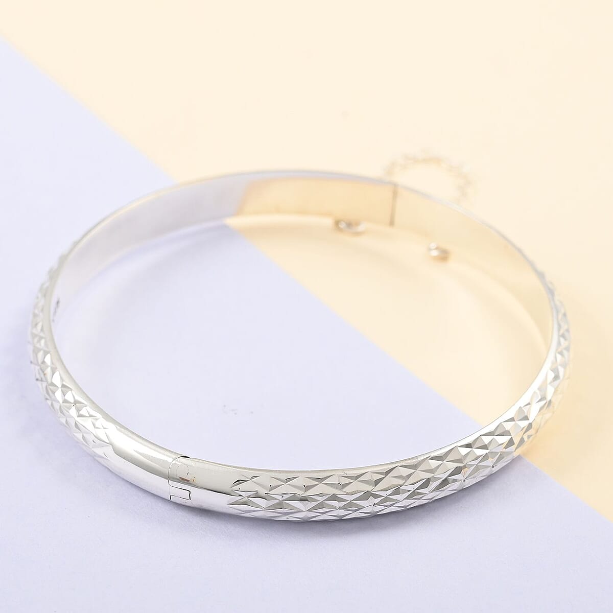 925 Sterling Silver Bracelet, Diamond-Cut Bangle, Silver Bangles (7.50 In) (8.8 g) image number 1