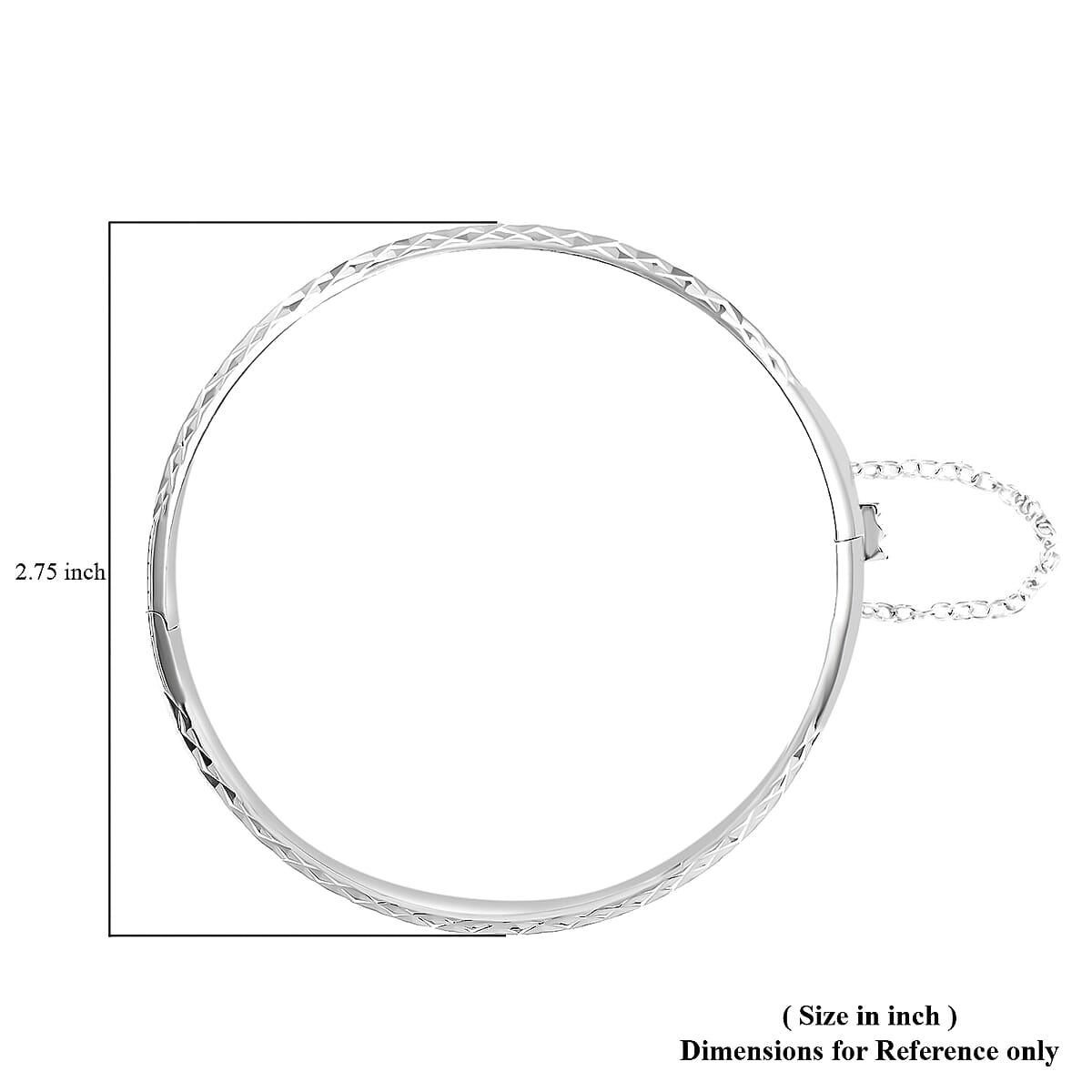 925 Sterling Silver Bracelet, Diamond-Cut Bangle, Silver Bangles (7.50 In) (8.8 g) image number 4
