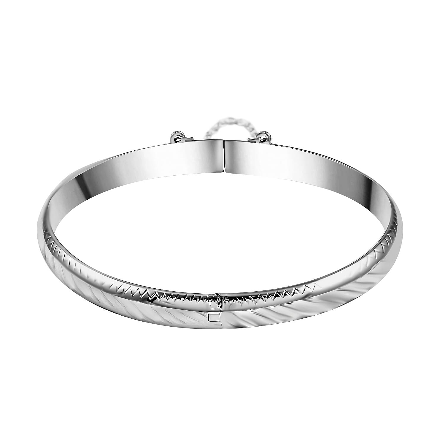 Sterling Silver Engraved Bangle Bracelet (7.00 In) 8.8 Grams