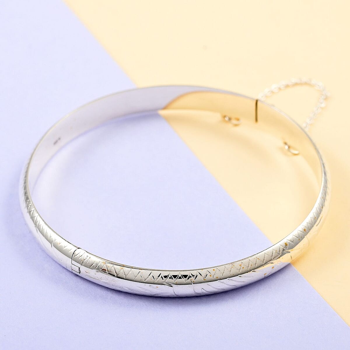 Sterling Silver Engraved Bangle Bracelet (7.00 In) 8.8 Grams image number 1