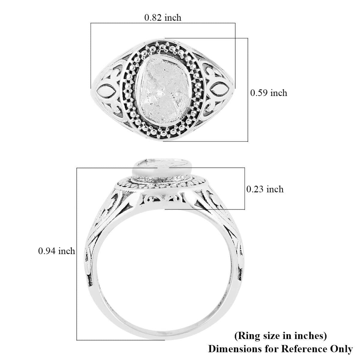 BALI LEGACY Polki Diamond Ring in Sterling Silver (Size 5.0) 0.50 ctw image number 4