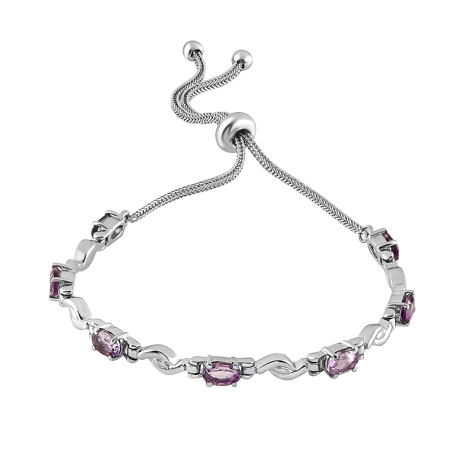 African Amethyst 3.00 ctw Bracelet in Stainless Steel (10.50 In)