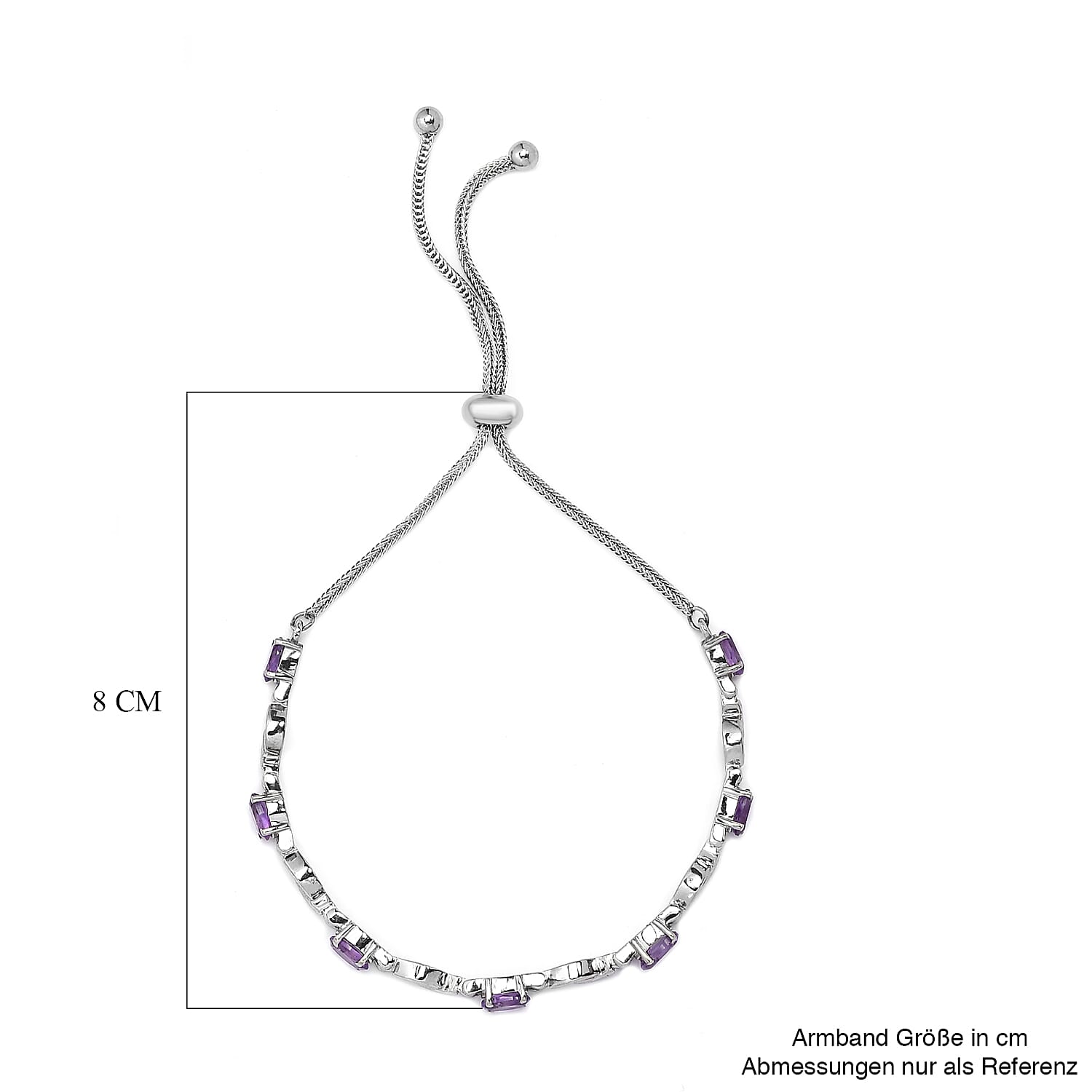 African Amethyst 3.00 ctw Bracelet in Stainless Steel (10.50 In)