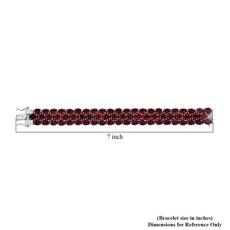 TOP RATED Orissa Rhodolite Garnet 3 Row Tennis Bracelet in Platinum Over Sterling Silver (6.50 In) 65.30 ctw
