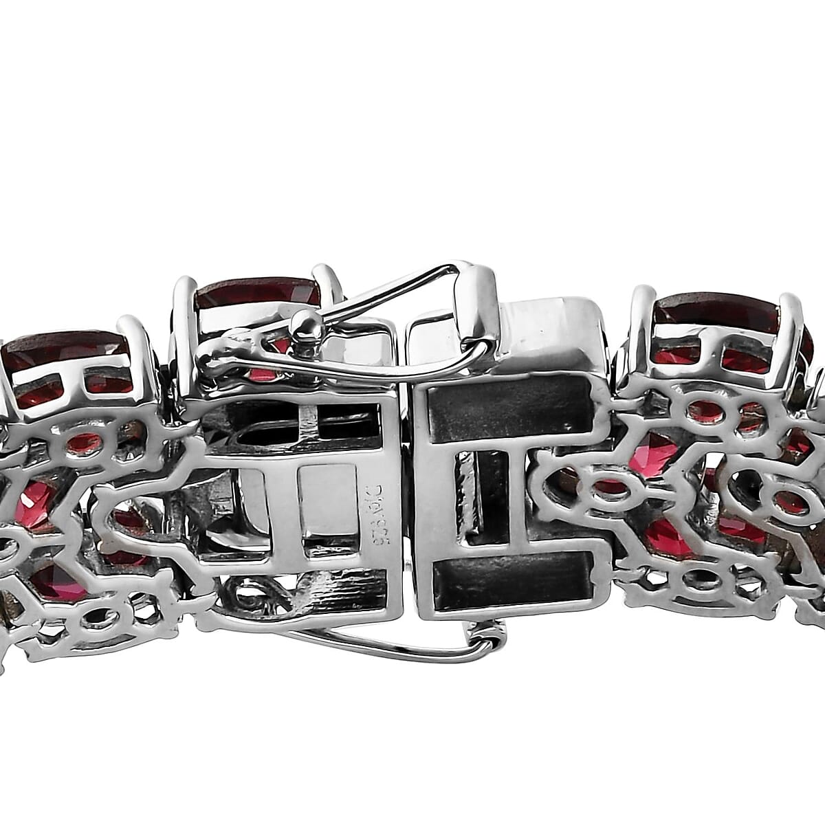 TOP RATED Orissa Rhodolite Garnet 3 Row Tennis Bracelet in Platinum Over Sterling Silver (8.00 In) 31.50 Grams 77.85 ctw image number 3