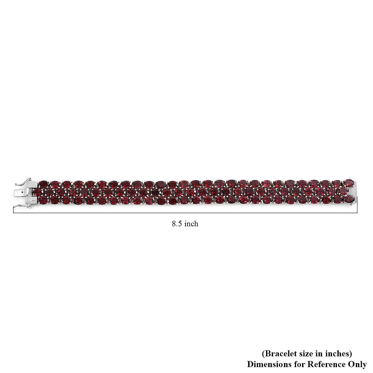 TOP RATED Orissa Rhodolite Garnet 3 Row Tennis Bracelet in Platinum Over Sterling Silver (8.00 In) 31.50 Grams 77.85 ctw image number 4