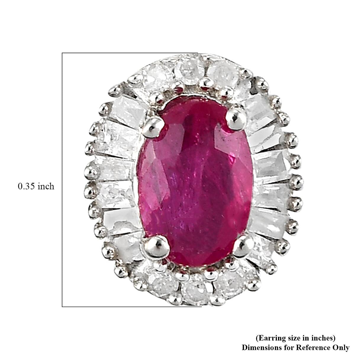 Premium Mozambique Ruby and Diamond Halo Stud Earrings in Platinum Over Sterling Silver 1.50 ctw image number 4