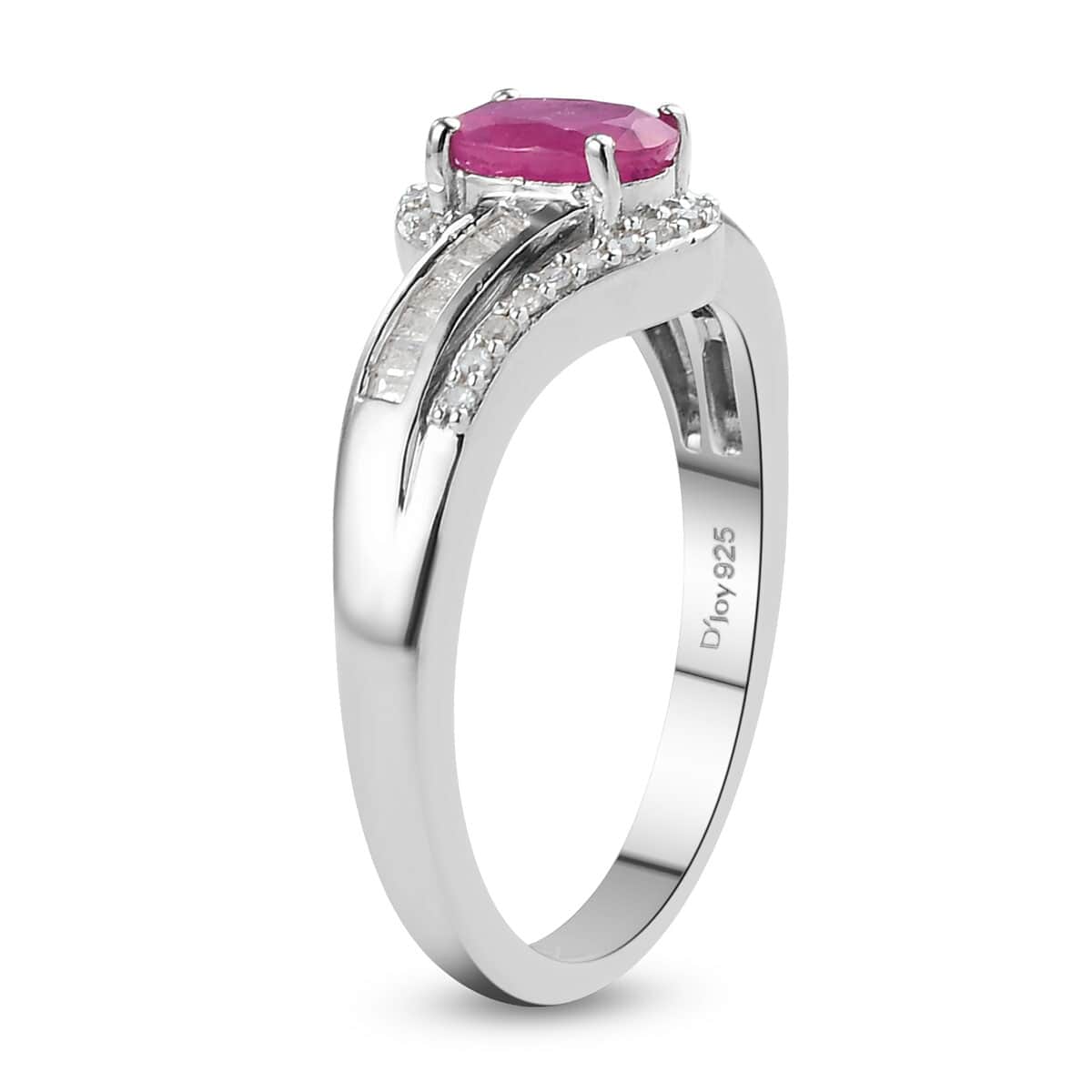 Premium Mozambique Ruby and Diamond Ring in Platinum Over Sterling Silver (Size 10.0) 1.20 ctw image number 3