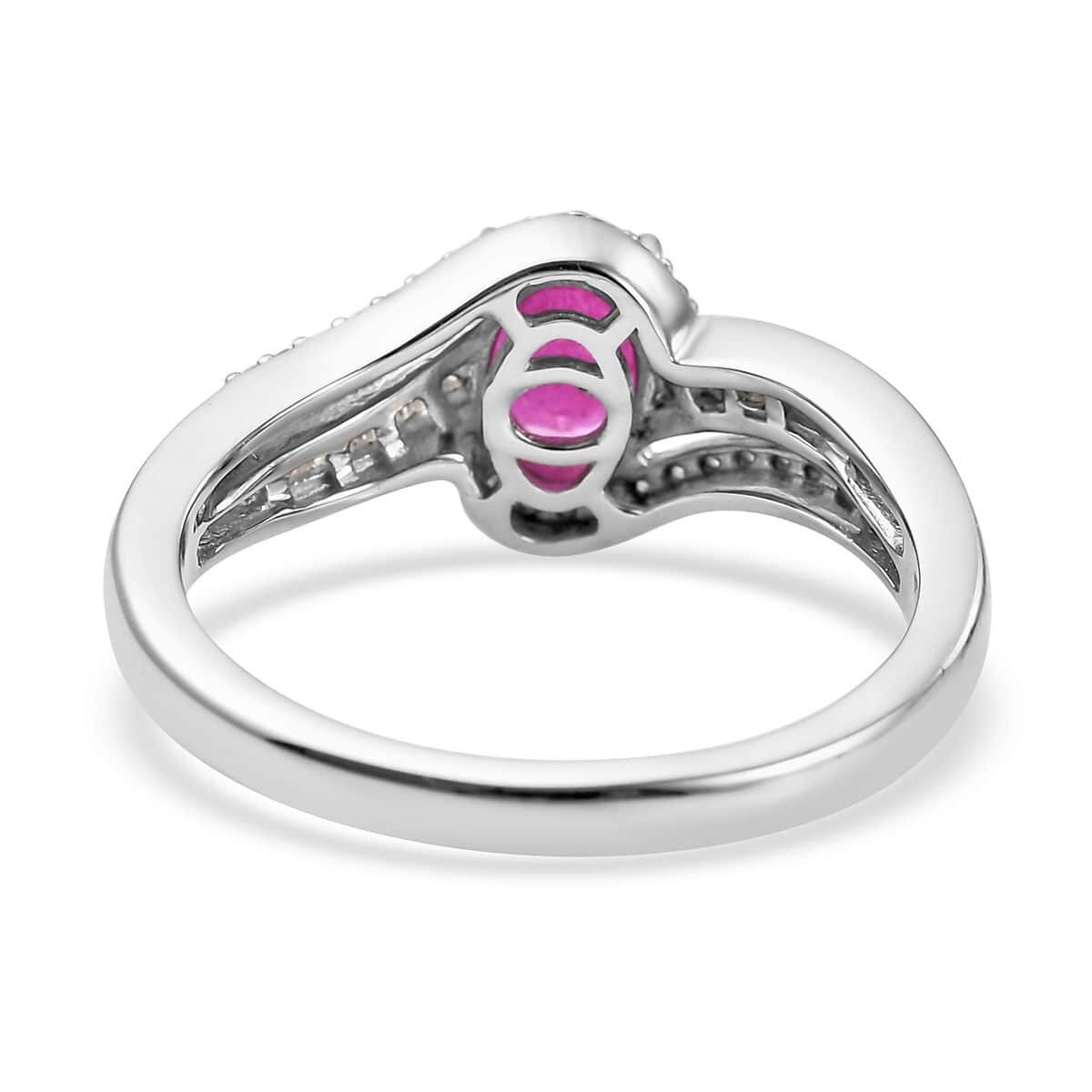 Premium Mozambique Ruby and Diamond Ring in Platinum Over Sterling Silver (Size 10.0) 1.20 ctw image number 4