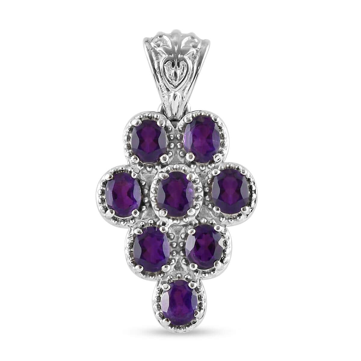Amethyst Pendant in Stainless Steel 2.60 ctw image number 0