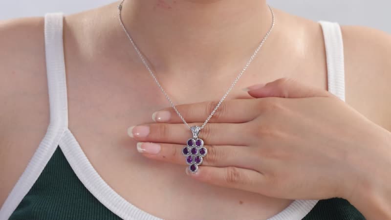 Amethyst Pendant in Stainless Steel