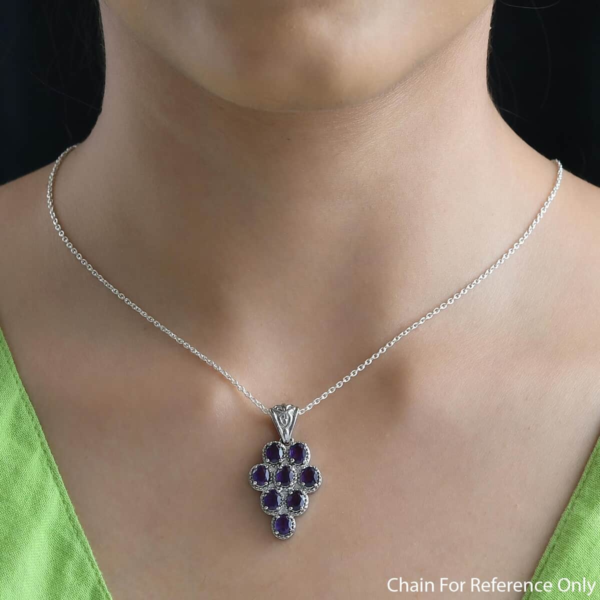 Amethyst Pendant in Stainless Steel 2.60 ctw image number 2