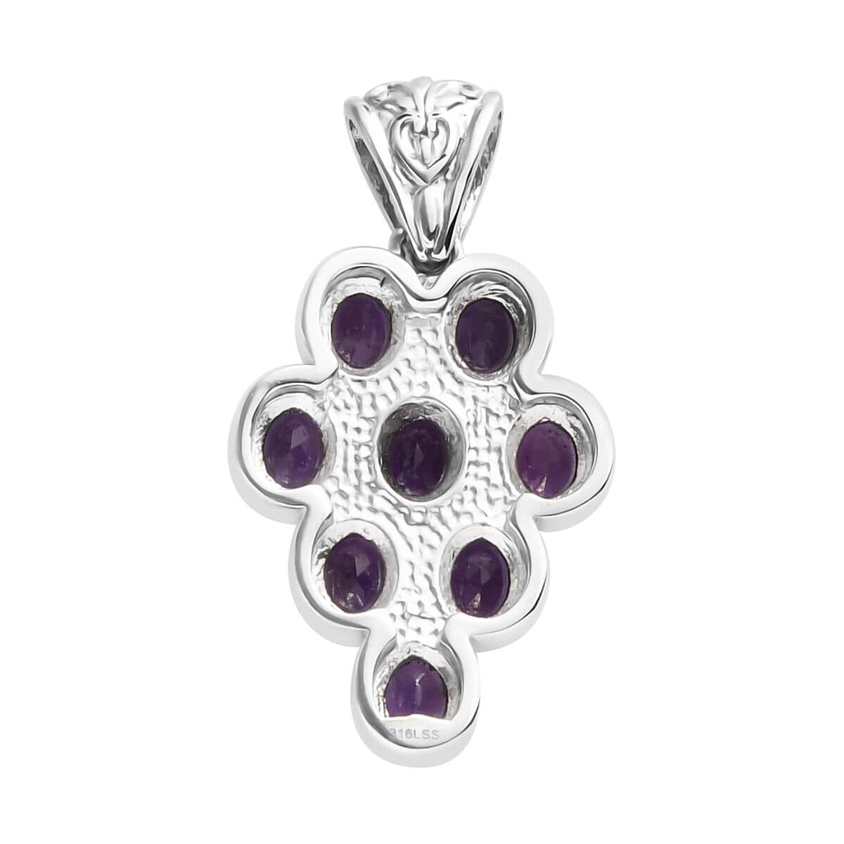 Amethyst Pendant in Stainless Steel 2.60 ctw image number 4