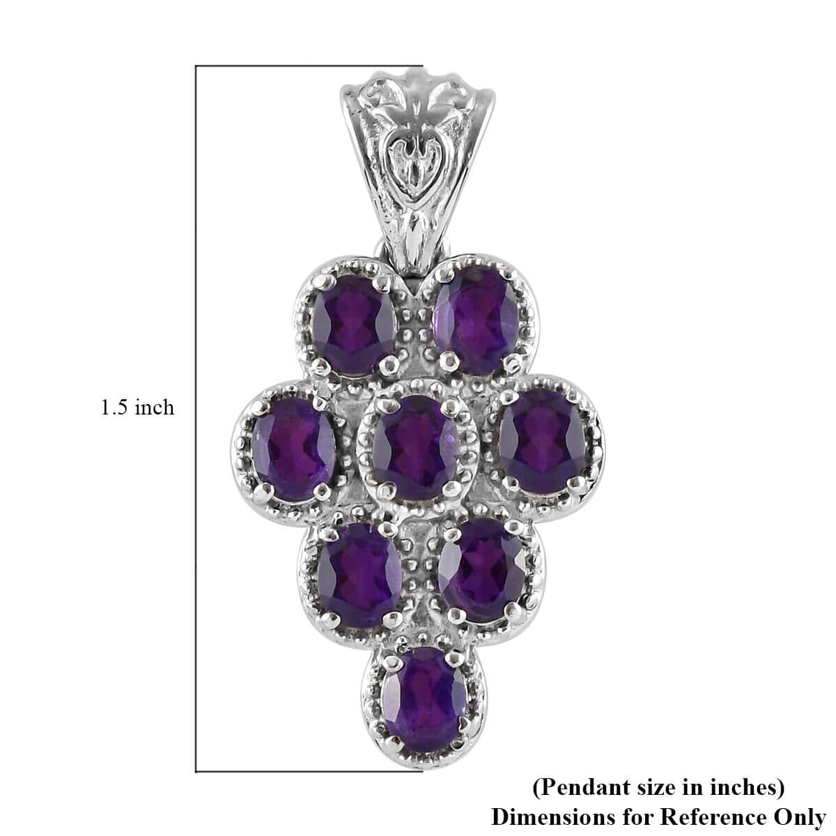 Amethyst Pendant in Stainless Steel 2.65 ctw image number 5
