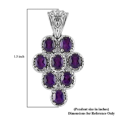 Amethyst Pendant without Chain in Stainless Steel 2.60 ctw