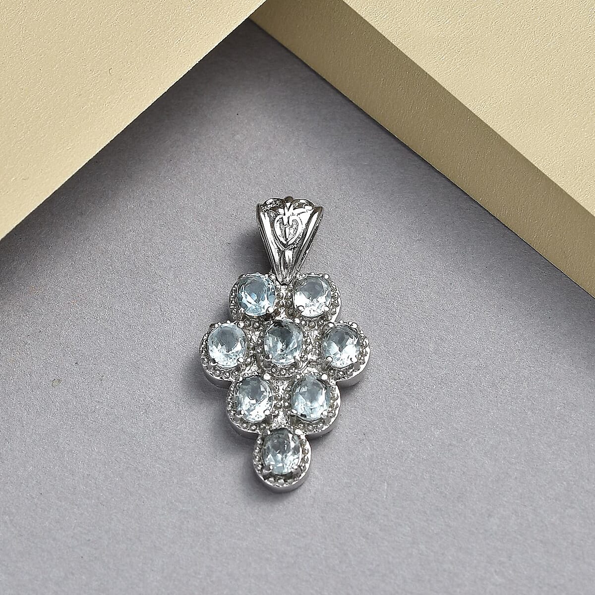 Sky Blue Topaz Pendant in Stainless Steel 3.65 ctw image number 1