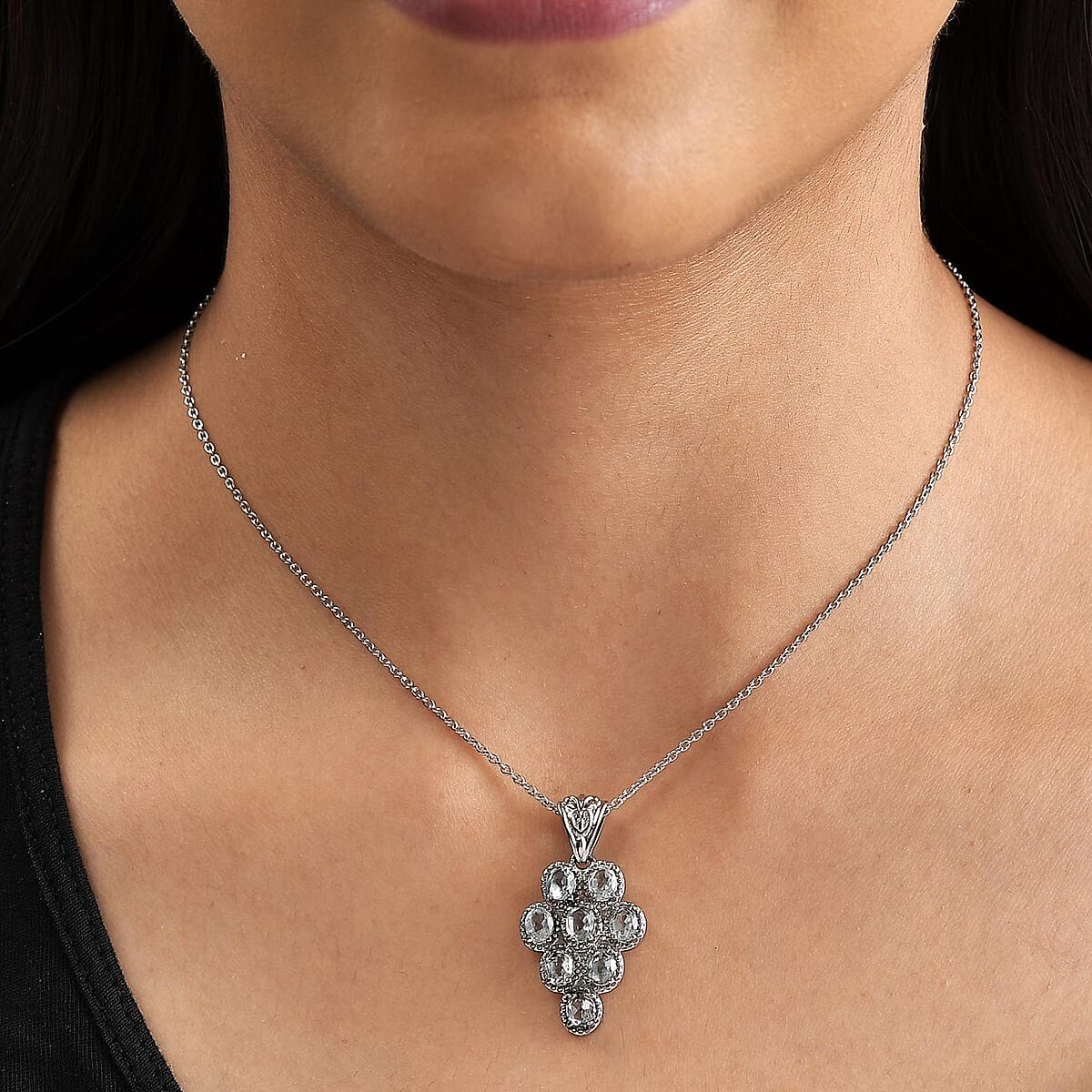 Sky Blue Topaz Pendant in Stainless Steel 3.65 ctw image number 2