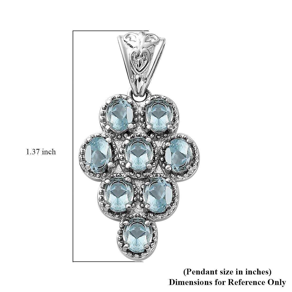 Sky Blue Topaz Pendant in Stainless Steel 3.65 ctw image number 5