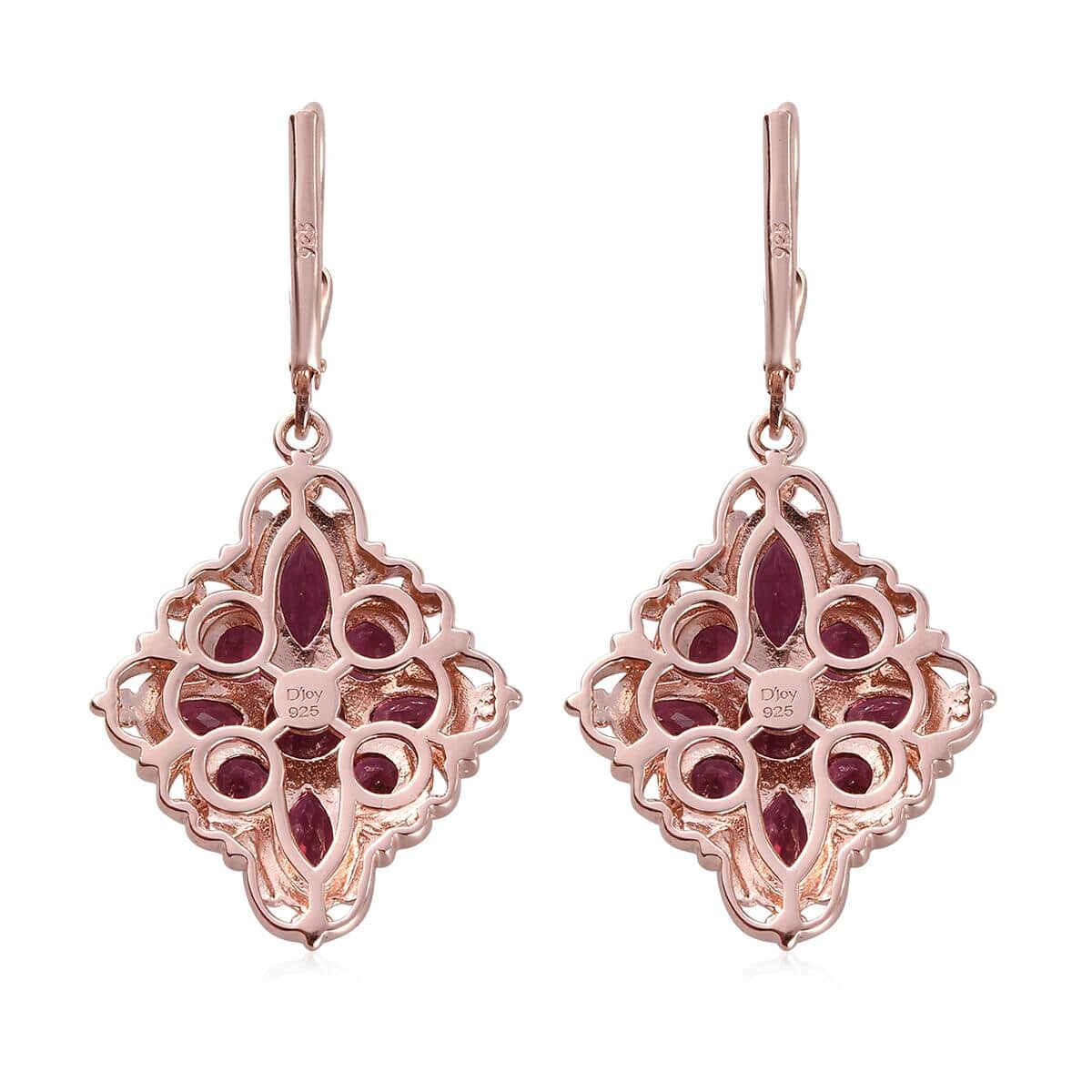 Orissa Rhodolite Garnet Lever Back Earrings in Vermeil RG Over Sterling Silver 6.85 ctw image number 4