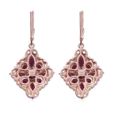 Orissa Rhodolite Garnet Lever Back Earrings in Vermeil RG Over Sterling Silver 6.85 ctw