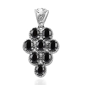 Thai Black Spinel Pendant without Chain in Stainless Steel 3.85 ctw