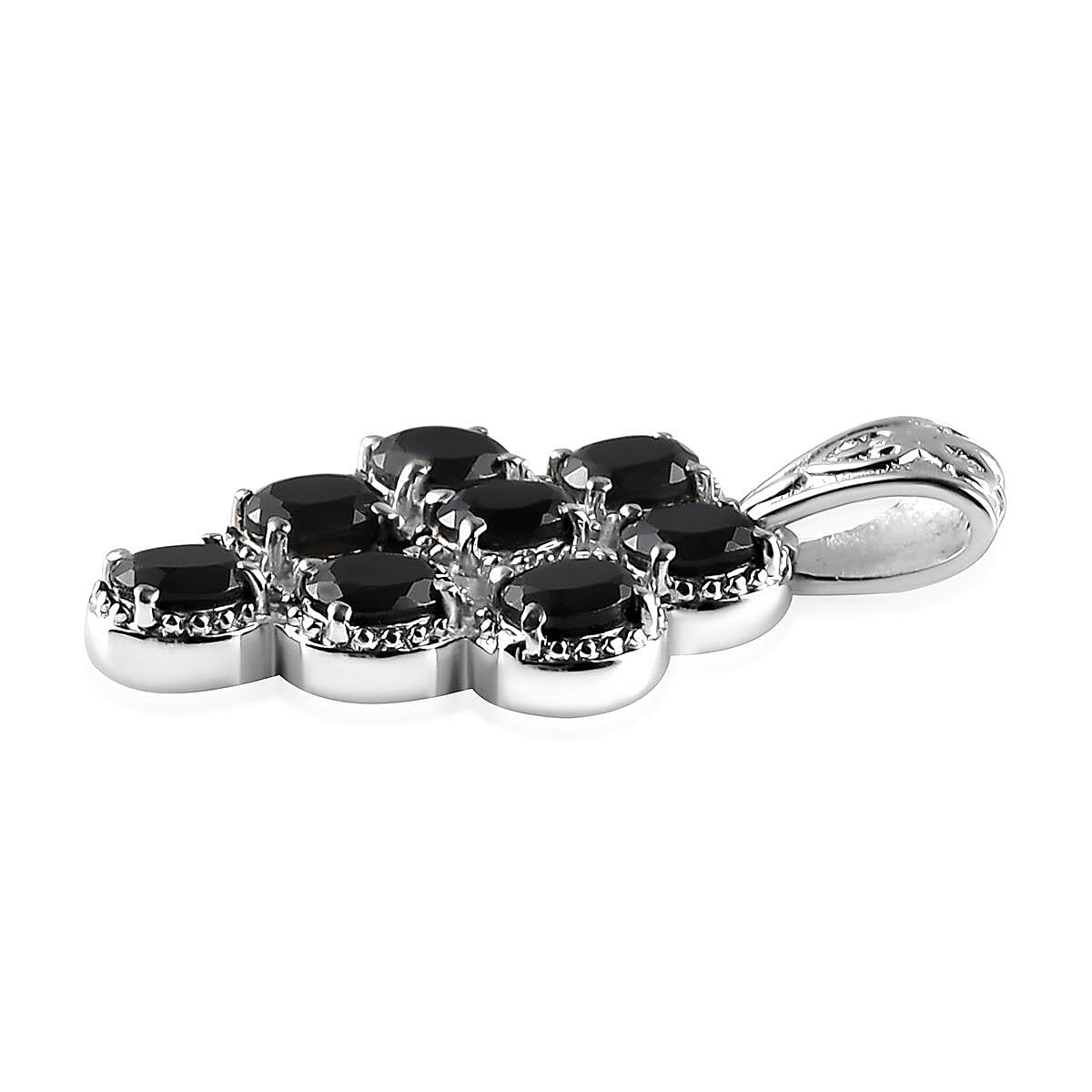 Thai Black Spinel Pendant without Chain in Stainless Steel 3.85 ctw image number 3