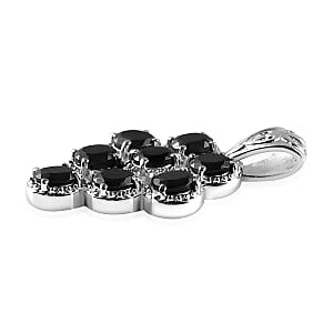 Thai Black Spinel Pendant without Chain in Stainless Steel 3.85 ctw