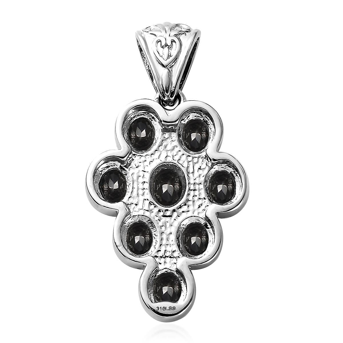 Thai Black Spinel Pendant without Chain in Stainless Steel 3.85 ctw image number 4