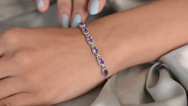 Amethyst Bolo Bracelet in Stainless Steel 2.85 ctw