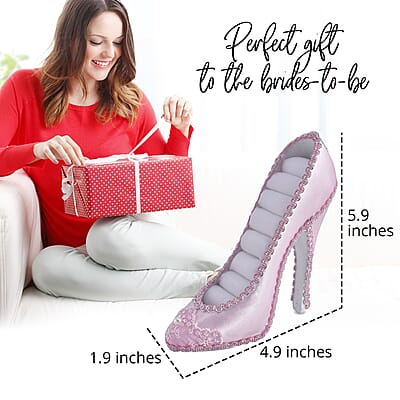 Pink with White Hand-made High-Heeled Shoes Shaped Ring Storage Rack