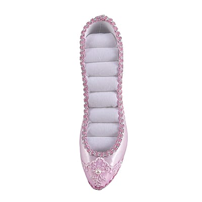Pink with White Hand-made High-Heeled Shoes Shaped Ring Storage Rack