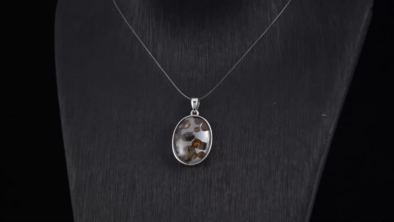 Marvelous Pallasite Pendant in Rhodium Over Sterling Silver 23.50 ctw