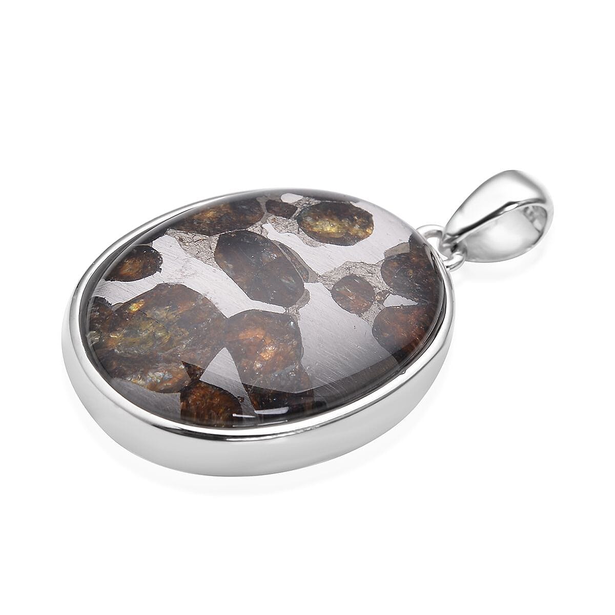 Marvelous Pallasite Pendant in Rhodium Over Sterling Silver 23.50 ctw image number 2