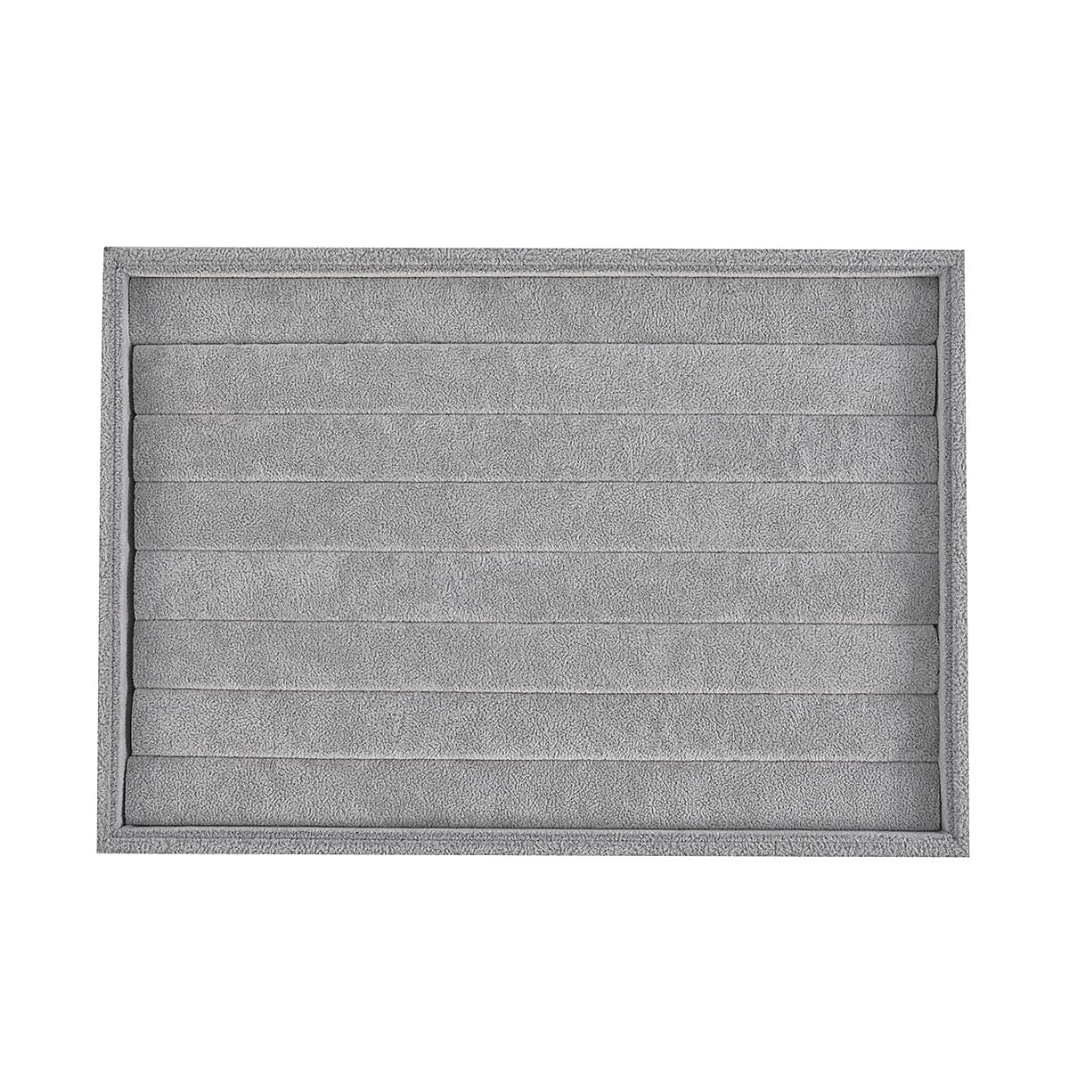 Grey Ice Velvet 7 Rows Ring Tray 13.8"x9.4"x1.2" image number 0