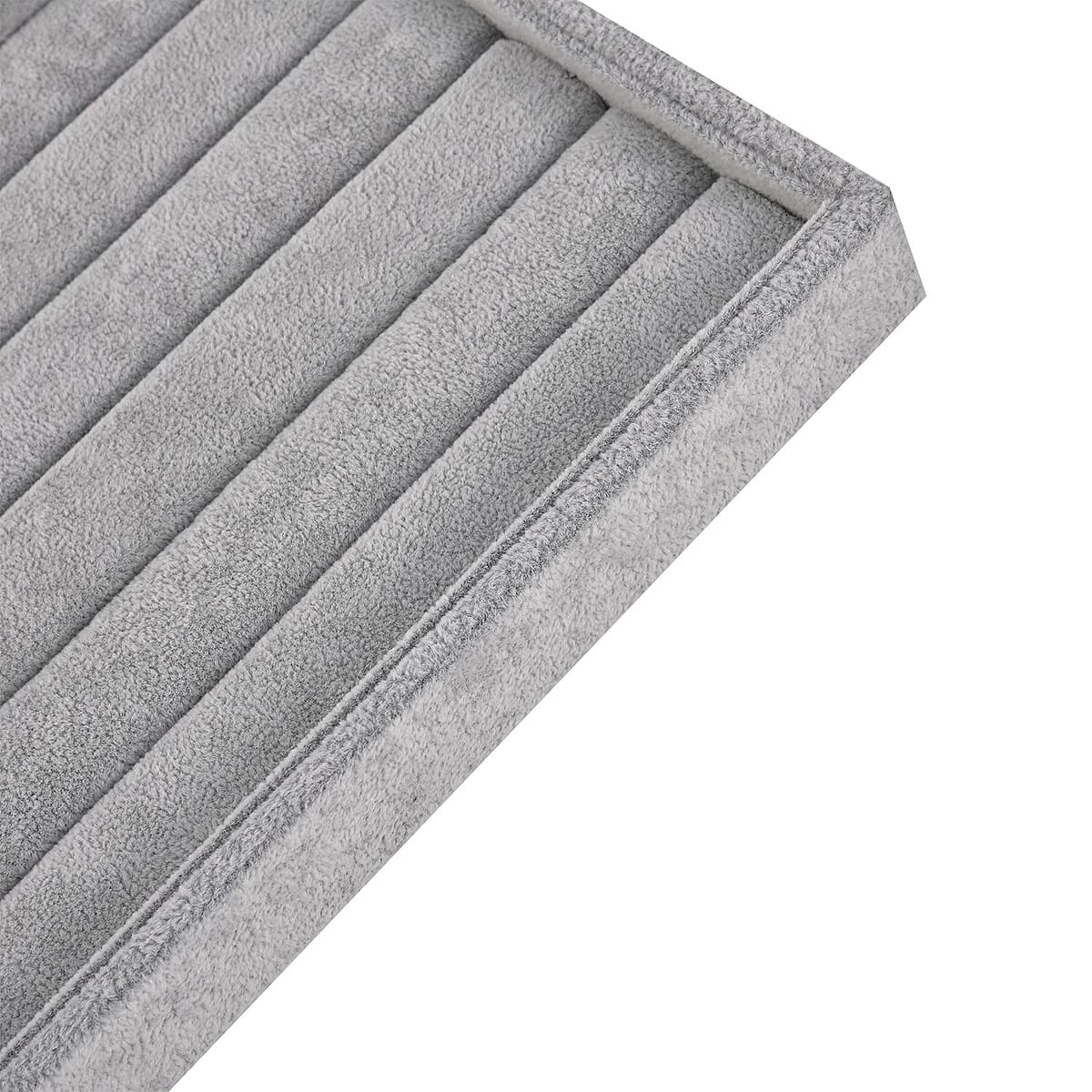 Grey Ice Velvet 7 Rows Ring Tray 13.8"x9.4"x1.2" image number 4
