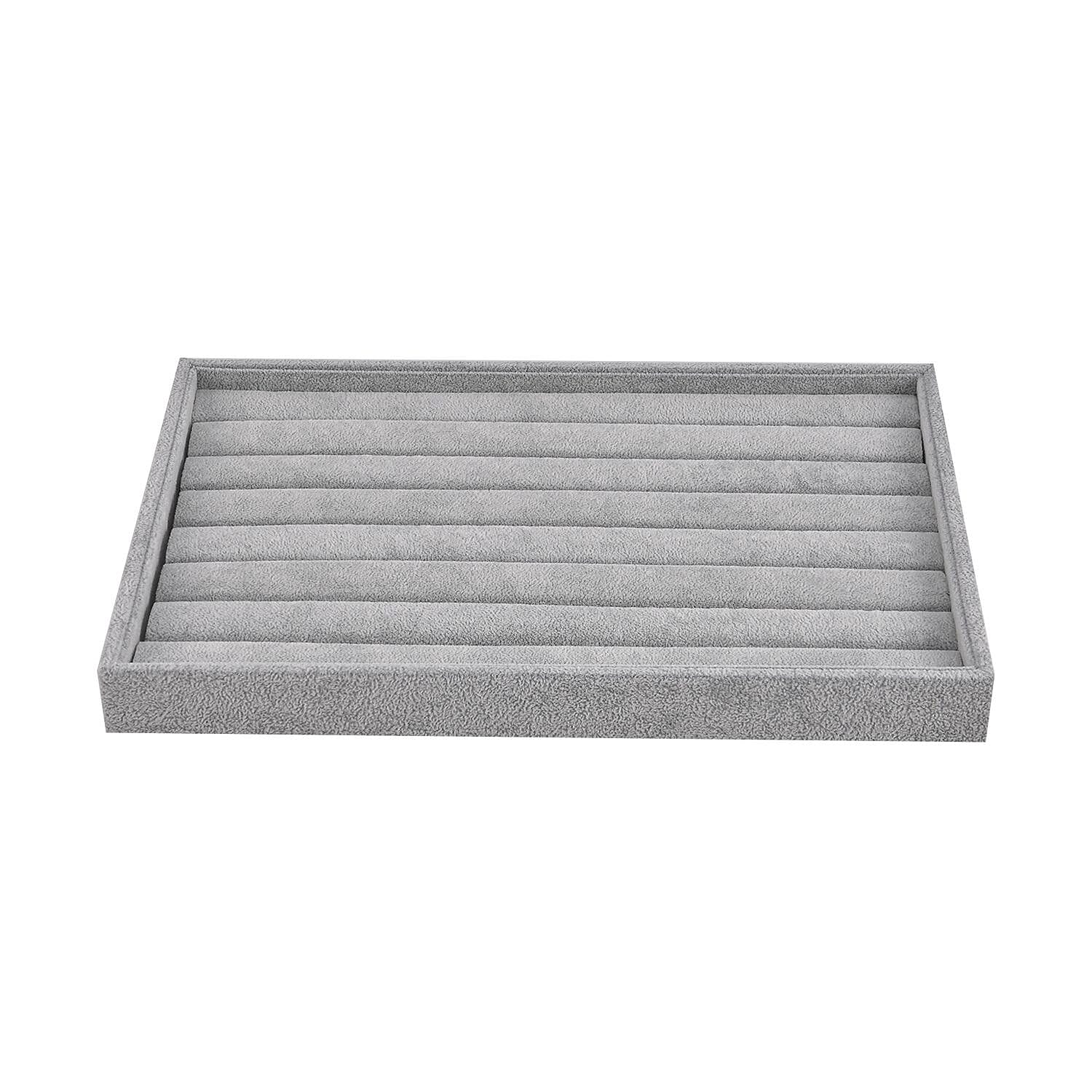 Gray Ice Velvet 7 Rows Ring Tray