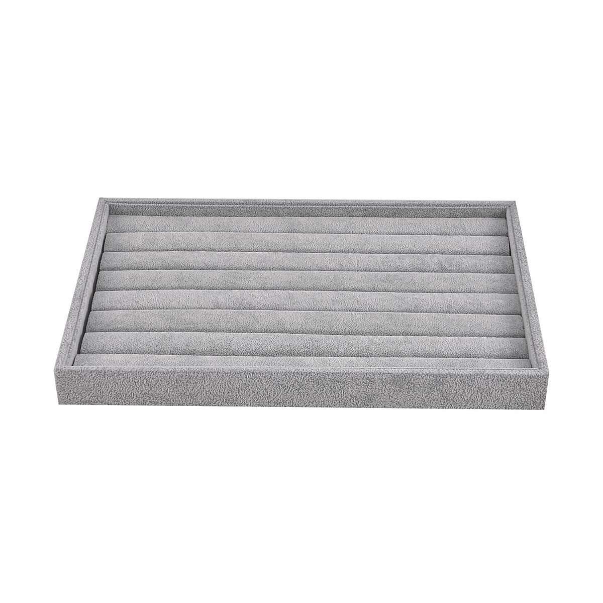 Grey Ice Velvet 7 Rows Ring Tray 13.8"x9.4"x1.2" image number 6