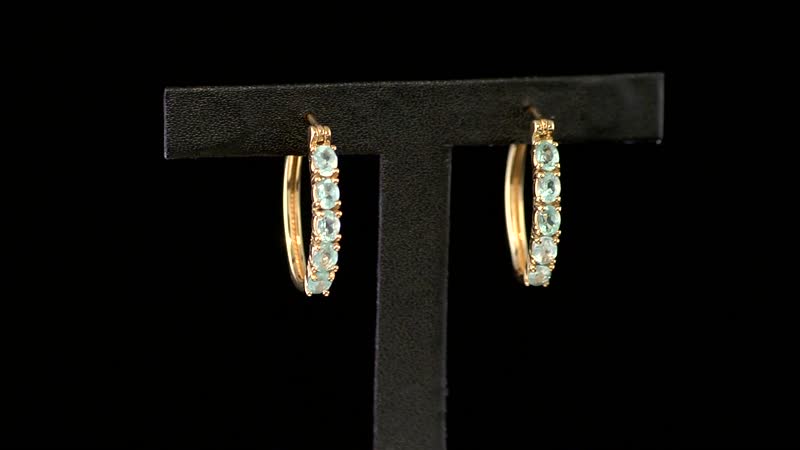Karis Green Apatite Hoop Earrings in 18K YG Plated 1.85 ctw