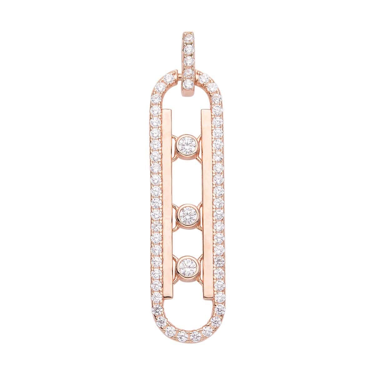 Sliding Simulated Diamond Pendant in 14K Rose Gold Over Sterling Silver 1.65 ctw image number 0