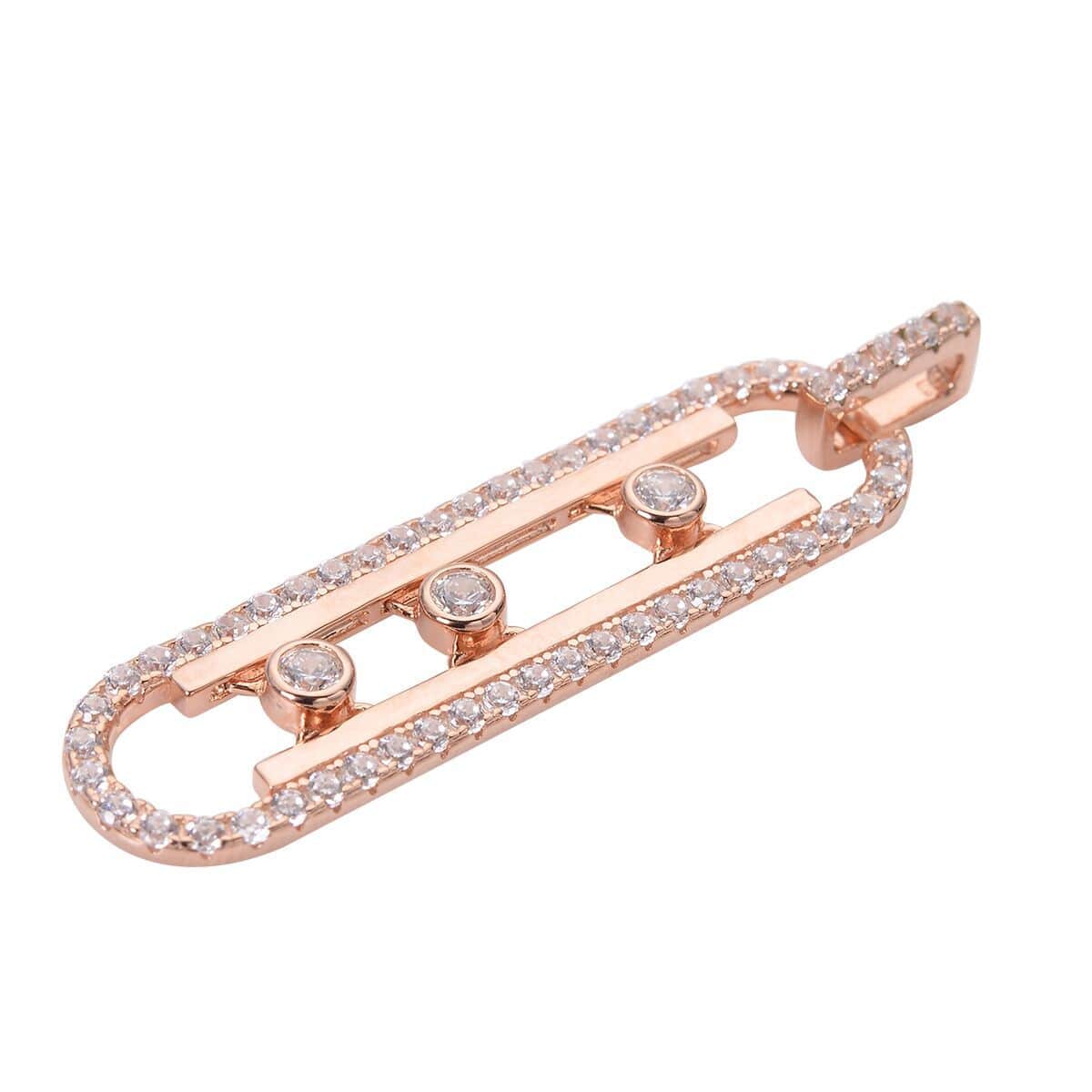 Sliding Simulated Diamond Pendant in 14K Rose Gold Over Sterling Silver 1.65 ctw image number 2