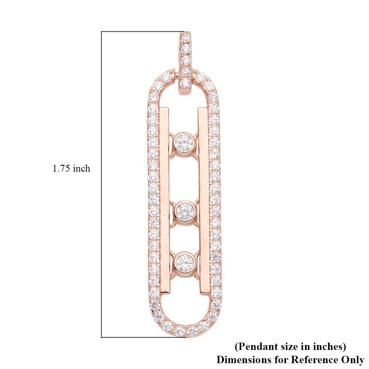 Sliding Simulated Diamond Pendant in 14K Rose Gold Over Sterling Silver 1.65 ctw image number 4