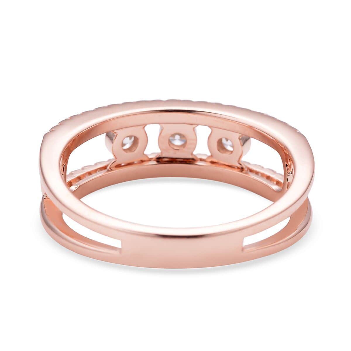 Sliding Simulated Diamond Ring in 14K Rose Gold Over Sterling Silver (Size  8.0) 0.85 ctw