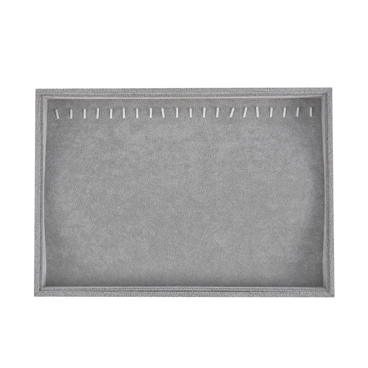 Gray Ice Velvet 20 Hooks Necklace Tray (13.8"x9.4"x1.2") image number 0