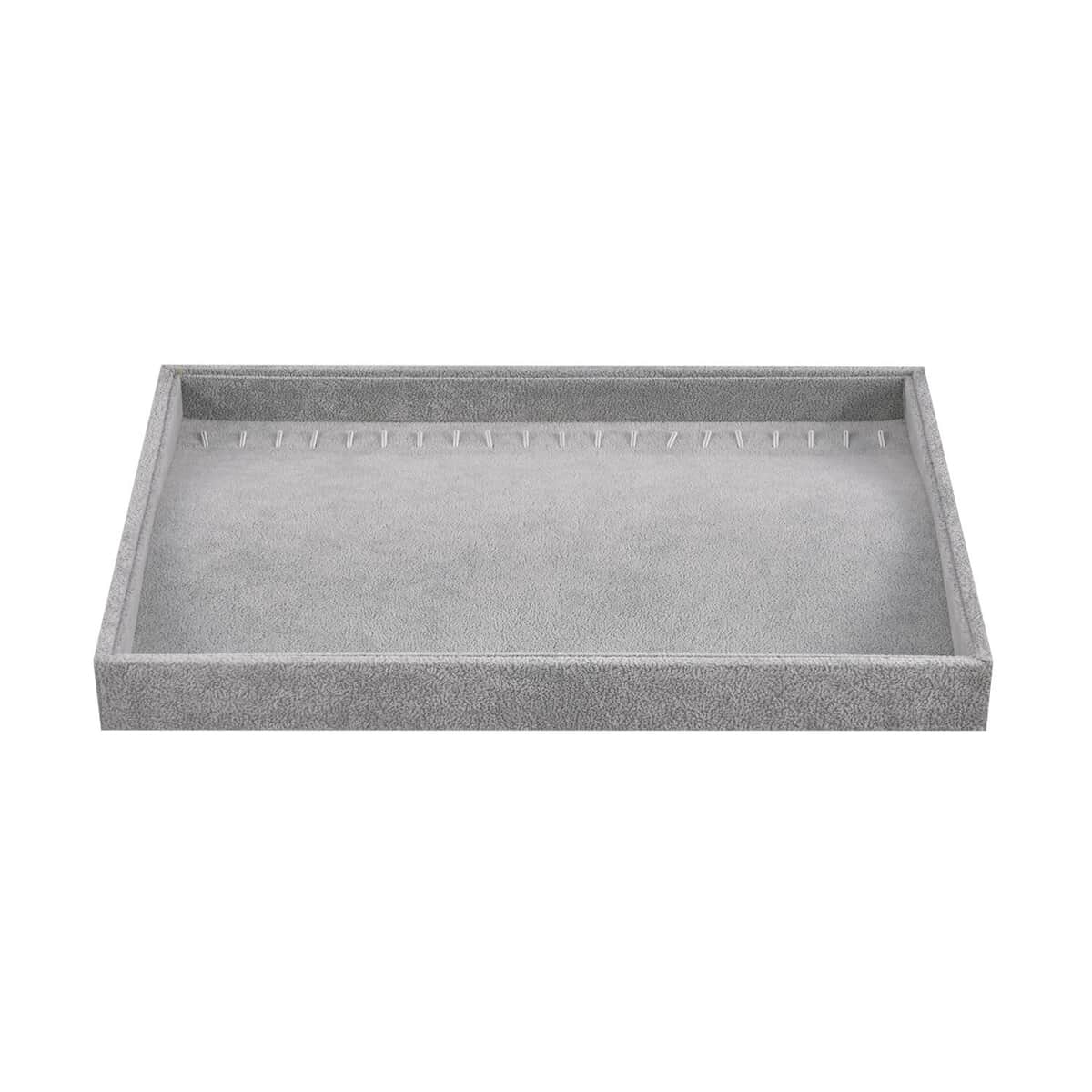 Gray Ice Velvet 20 Hooks Necklace Tray (13.8"x9.4"x1.2") image number 6