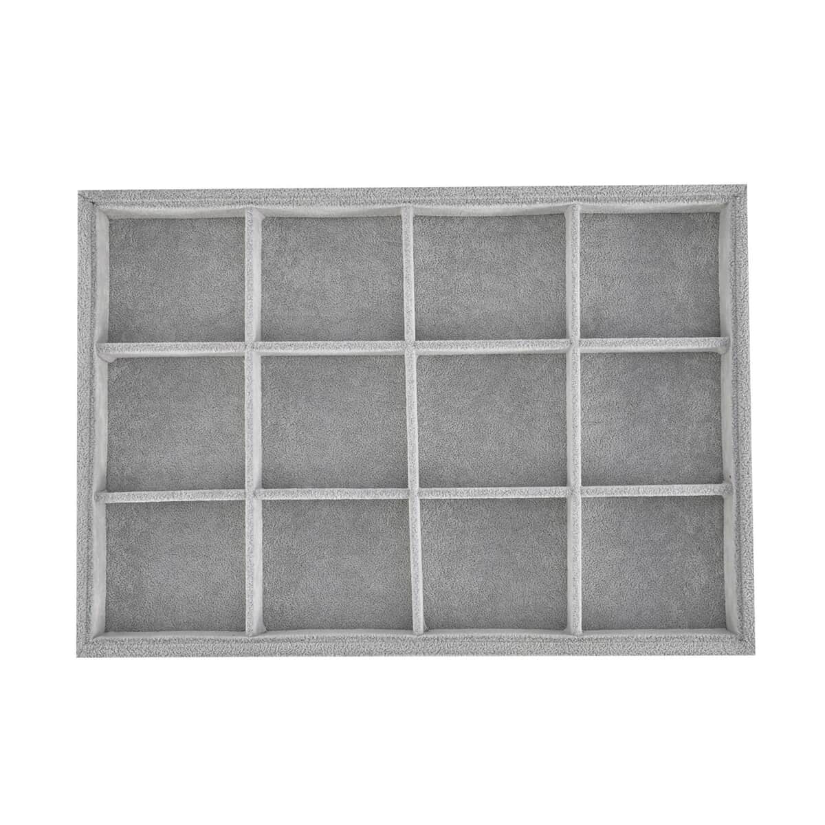Gray Ice Velvet Removeable 12 Section Jewelry Tray (13.8"x9.4"x1.2") image number 0