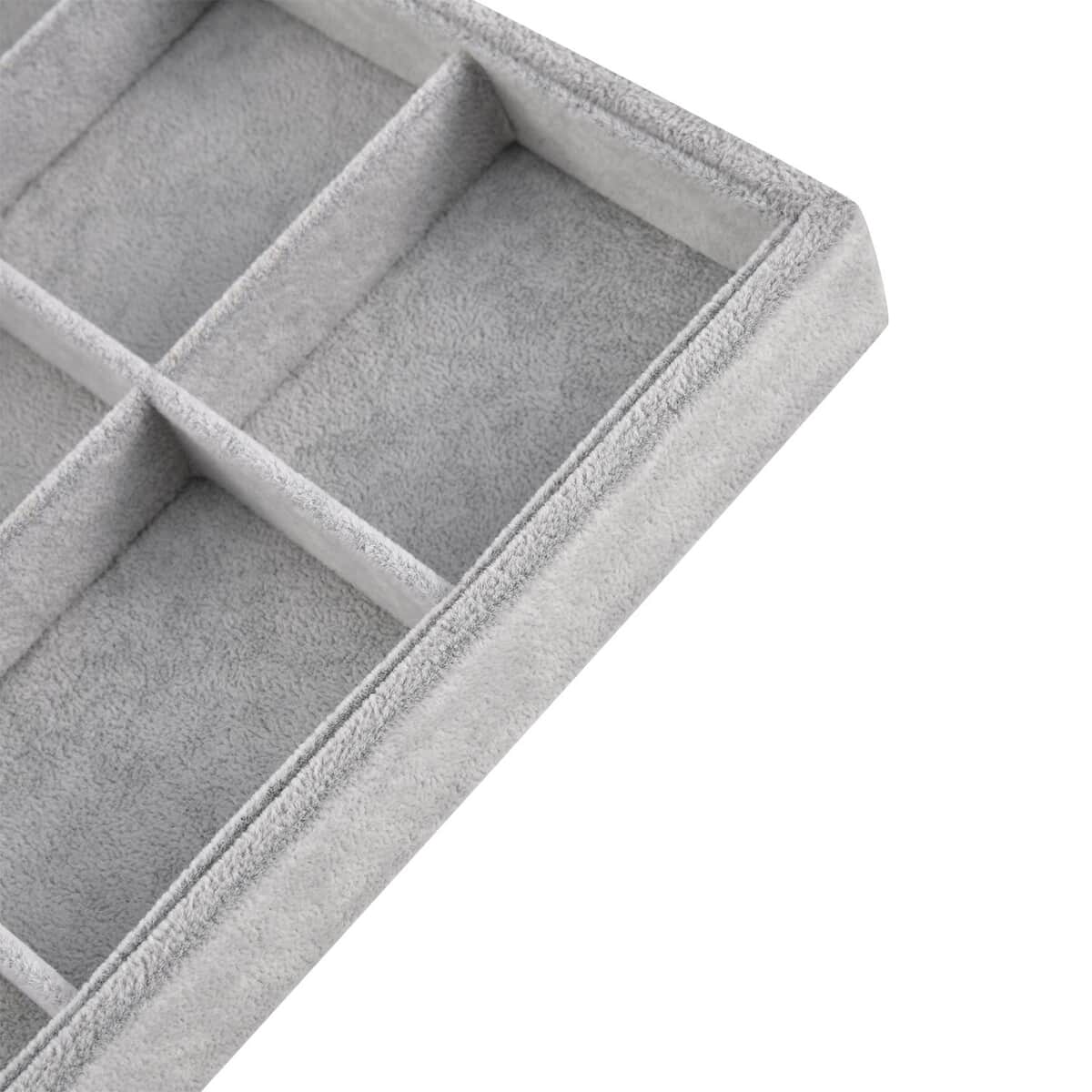 Gray Ice Velvet Removeable 12 Section Jewelry Tray (13.8"x9.4"x1.2") image number 4