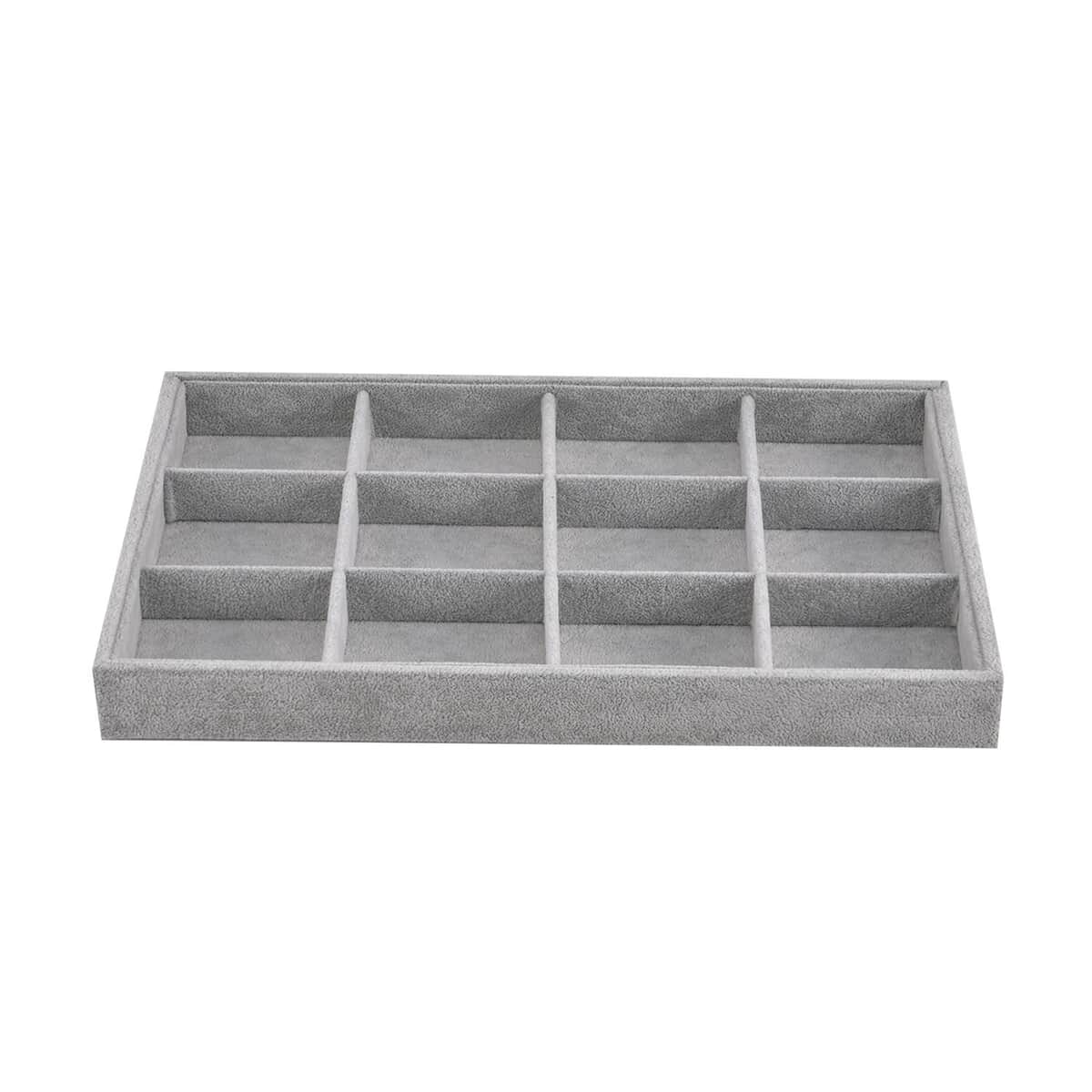 Gray Ice Velvet Removeable 12 Section Jewelry Tray (13.8"x9.4"x1.2") image number 6