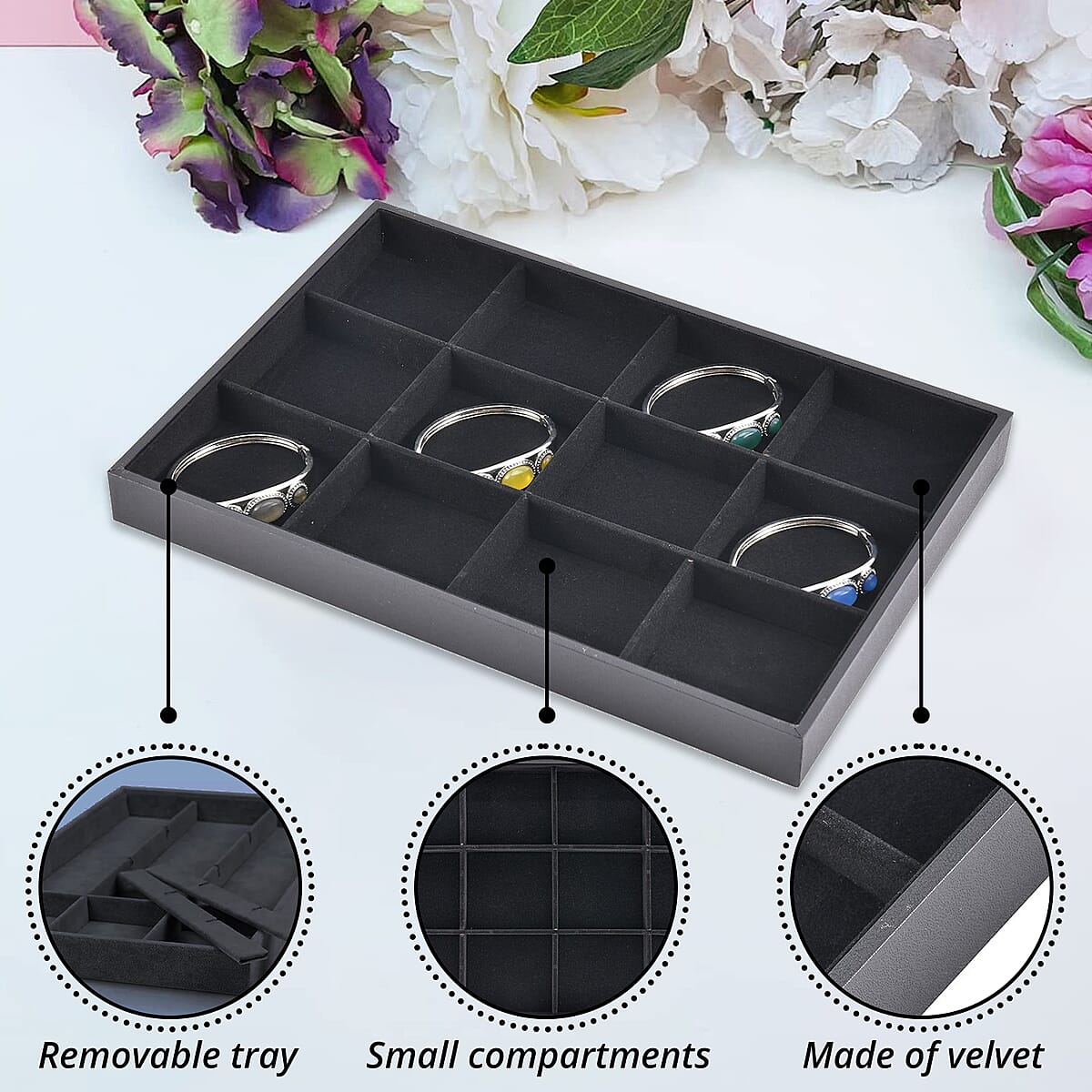 Black Velvet Removeable 12 Section Tray image number 2